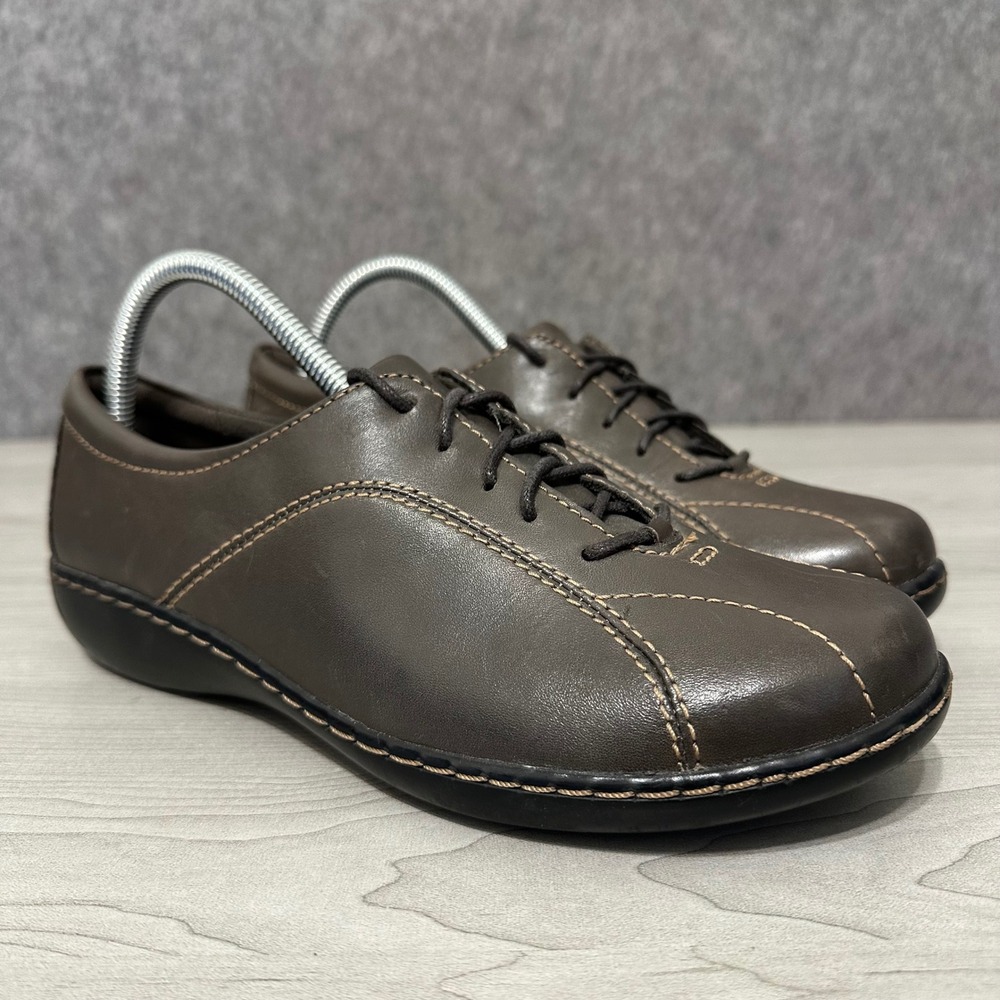 Clarks Ashland Pearl Oxfords Womens 8.5 Brown Leather Lace Up Comfort Shoes